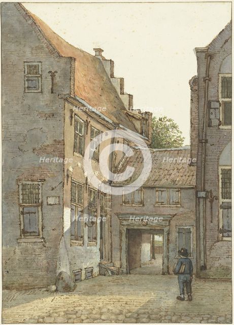 View of the entrance to the Latin school, the St. Hieronymusschool, on the Kromme Nieuwegracht in Ut Creator: Gerrit Lamberts.