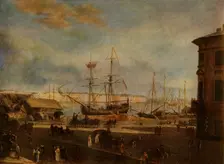 View of the English Quay from...the Building of the Academy of Art early 19th century, (1965). Creator: Fyodor Alekseyev