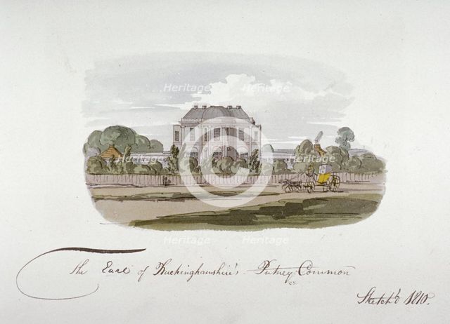 View of the Earl of Buckinghamshire's mansion at Putney Common, London, 1810. Artist: Anon