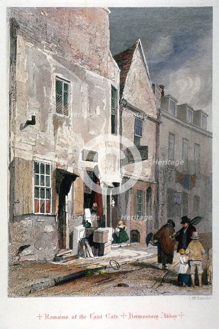 View of the east gate remains of the Abbey of St Saviour, Bermondsey, London, 1851. Artist: John Wykeham Archer