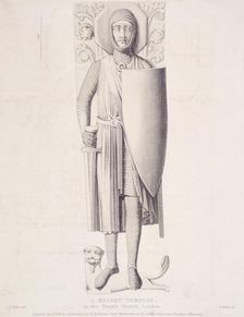 View of the effigy of a knight from Temple Church, London, 1840. Artist: George Hollis