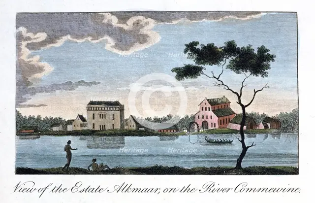 'View of the Estate Alkmaar, on the River Commewine', 1813. Artist: John Gabriel Stedman