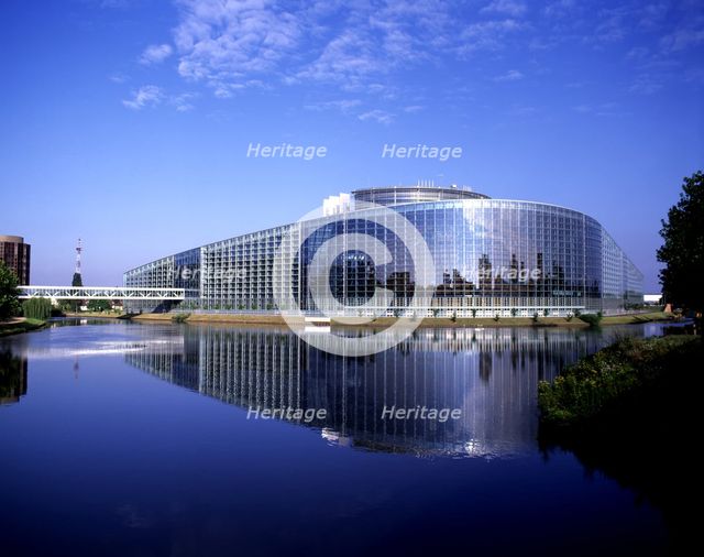 View of the European Parliament building in Strasbourg city.
