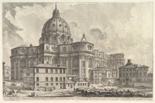 View of the exterior of St. Peter's Basilica in the Vatican, from Vedute di Roma (Roma..., ca. 1748. Creator: Giovanni Battista Piranesi