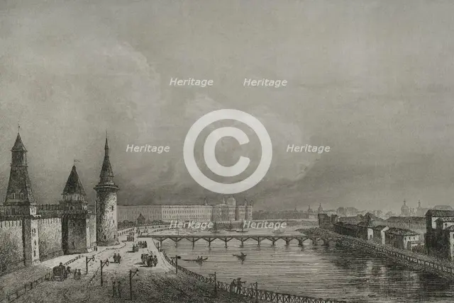 View of the Foundling Home or Orphanage, Moscow, Russia, 1839. Creators: Augustin François Lemaitre, Hippolyte Lalaisse.