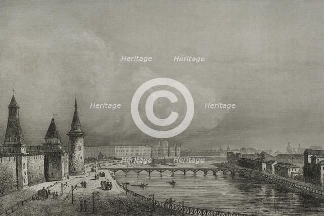 View of the Foundling Home or Orphanage, Moscow, Russia, 1839. Creators: Augustin François Lemaitre, Hippolyte Lalaisse.