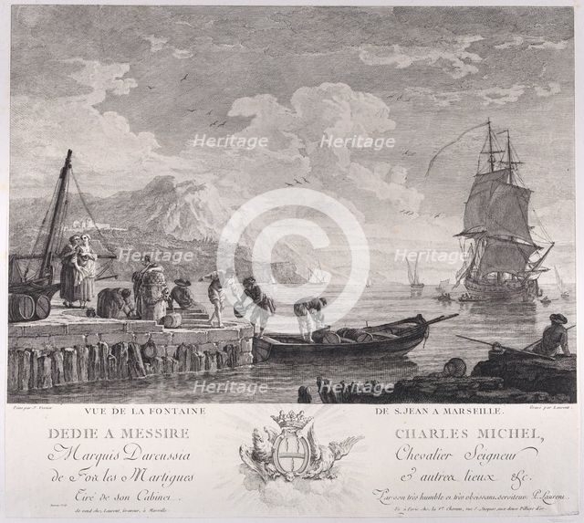View of the Fountain of St. John in Marseille, ca. 1750-1800. Creator: Pierre Francois Laurent.