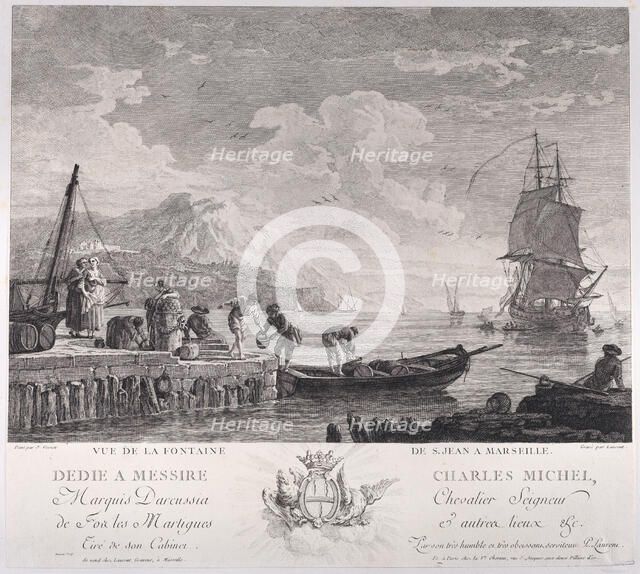 View of the Fountain of St. John in Marseille, ca. 1750-1800. Creator: Pierre Francois Laurent.