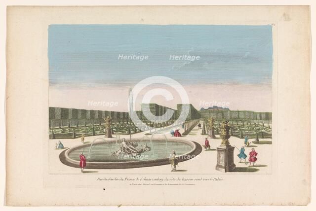 View of the fountain of the garden of the Palais Schwarzenberg in the vicinity..., 1700-1799. Creator: Anon.