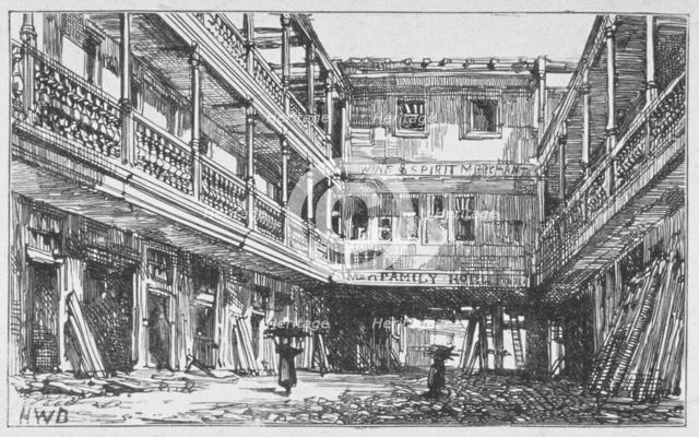 View of the Four Swans Inn, Bishopsgate, City of London, 1870. Artist: Anon