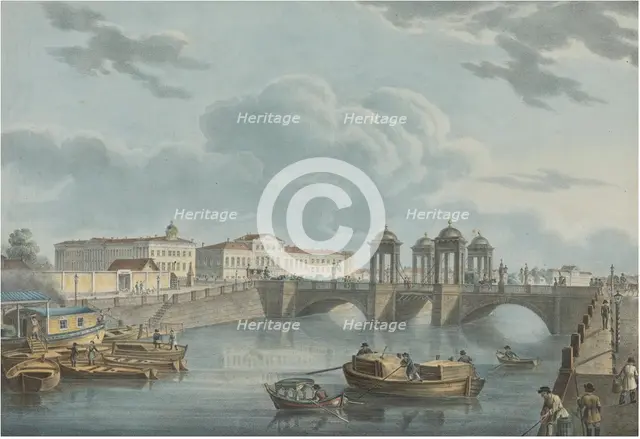 View of the Fontanka at the Obukhov Bridge, 1823. Artist: Beggrov, Karl Petrovich (1799-1875)