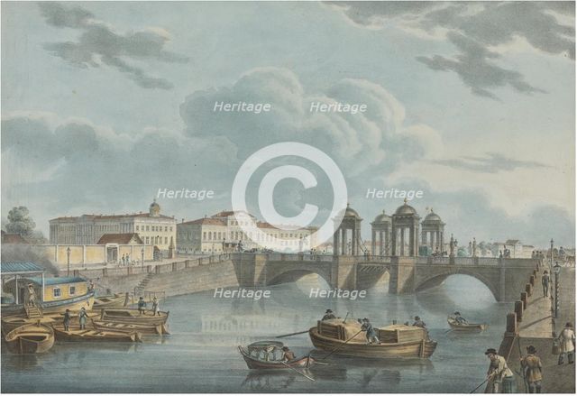 View of the Fontanka at the Obukhov Bridge, 1823. Artist: Beggrov, Karl Petrovich (1799-1875)