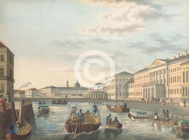 View of the Fontanka River in Saint Petersburg, 1820s. Artist: Anonymous  