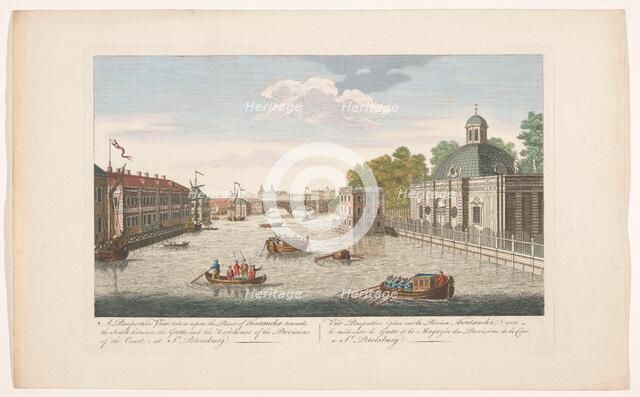 View of the Fontanka River in Saint Petersburg seen from the north side, 1745-1794. Creator: Unknown.