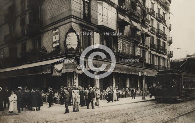 View of the façade of the Café Maison Dorée, restaurant in Barcelona, ??located in Plaza Cataloni…