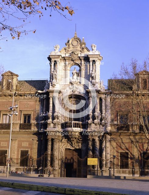 View of the façade of the Palace of San Telmo, by Leonardo Figueroa, in Seville.