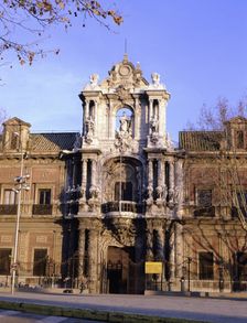 View of the façade of the Palace of San Telmo, by Leonardo Figueroa, in Seville