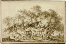 View of the Famous Chestnut Tree of Mount Etna, called Centum Cavalli, 1784. Creator: Claude Louis Chatelet