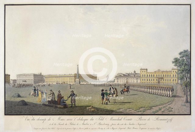 View of the Field of Mars and the Marble Palace in Saint Petersburg, 1804. Artist: Lory, Mathias Gabriel (1784-1846)