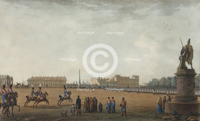 View of the Field of Mars and the Suvorov Monument in Saint Petersburg, 1807.