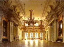 View of the Fieldmarshals Hall in the Winter Palace, 1836. Creator: Sergey Zaryenko