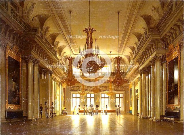 View of the Fieldmarshals' Hall in the Winter Palace, 1836. Creator: Sergey Zaryenko.