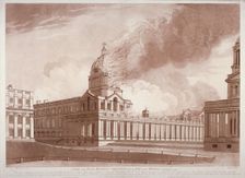 View of the fire at Greenwich Hospital, London, on the morning of 2nd January, 1779. Artist: E Edye