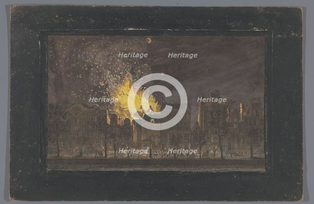 View of the fire in the Schouwburg in Amsterdam on May 11, 1772, (1772-1799).  Creator: Anon.