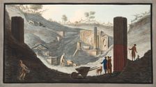 View of the first discovery of the Temple of Isis at Pompeii, 1776