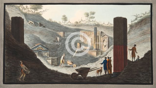 View of the first discovery of the Temple of Isis at Pompeii, 1776.