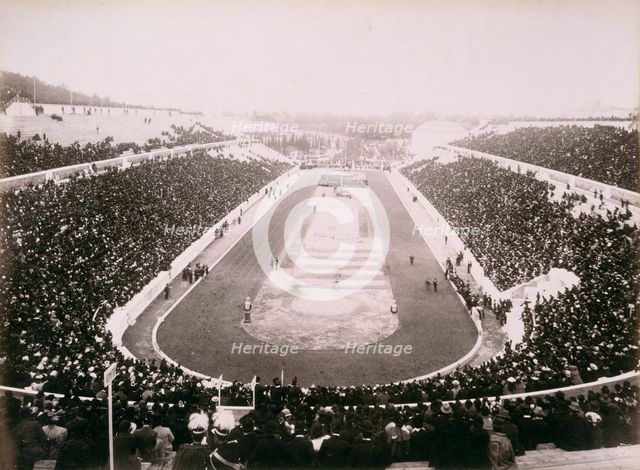 View of the first modern Olympic Games in Athens, 1896. Creator: Unknown.