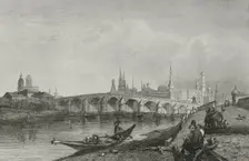 View of the first stone bridge, Moscow, Russia, 1839. Creator: Hippolyte Lalaisse