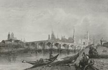 View of the first stone bridge, Moscow, Russia, 1839. Creator: Hippolyte Lalaisse