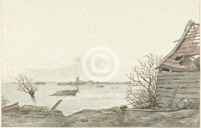 View of the flooded Ransdorp, February 1825. Creator: Gerrit Lamberts.