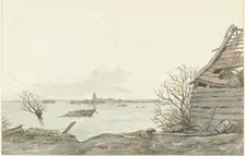 View of the flooded Ransdorp, February 1825. Creator: Gerrit Lamberts