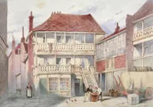 View of the French Horn Tavern, Holborn, London, 1840. Artist: Frederick Napoleon Shepherd