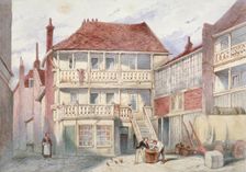 View of the French Horn Tavern, Holborn, London, 1840. Artist: Frederick Napoleon Shepherd