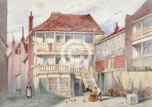 View of the French Horn Tavern, Holborn, London, 1840. Artist: Frederick Napoleon Shepherd