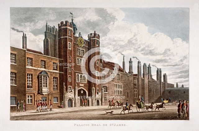 View of the front of St James's Palace, Westminster, London, 1812. Artist: Anon