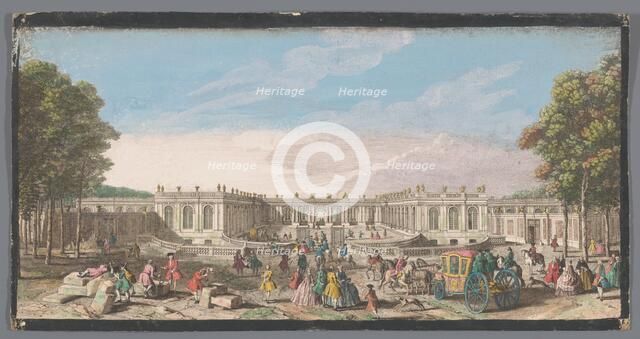 View of the front of the Grand Trianon in the garden of Versailles, 1700-1799. Creators: Anon, Jacques Rigaud.