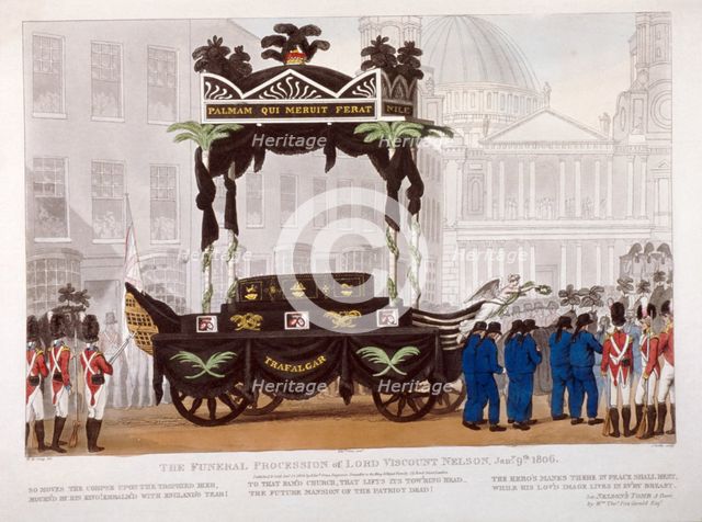 View of the funeral procession of Lord Nelson, London, 1806. Artist: Edward Orme