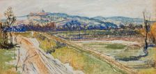 View of the Kosciuszko Mound in Krakow from the Window in the Artist's Studio, 1904. Creator: Stanislaw Wyspianski