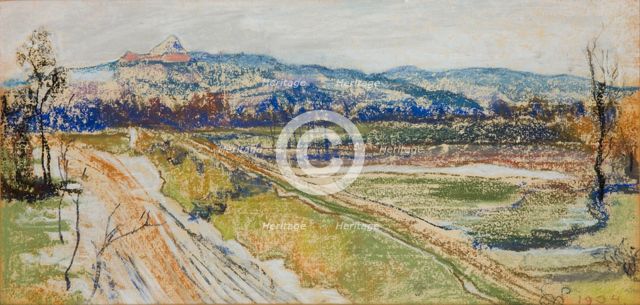 View of the Kosciuszko Mound in Krakow from the Window in the Artist's Studio, 1904. Creator: Stanislaw Wyspianski.