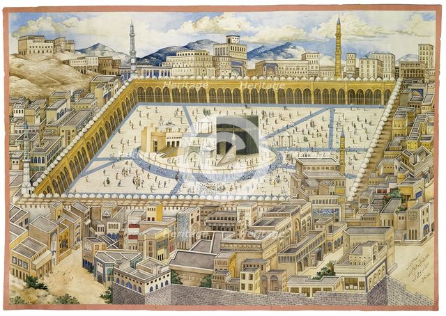 View of the Ka'aba and surrounding buildings in Mecca, Second Half of the 19th cen. Artist: Mahmud (?-1893/4)