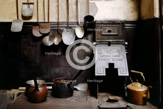 View of the kitchen with utensils, Brodsworth Hall, South Yorkshire, c2000s(?). Artist: Historic England Staff Photographer.