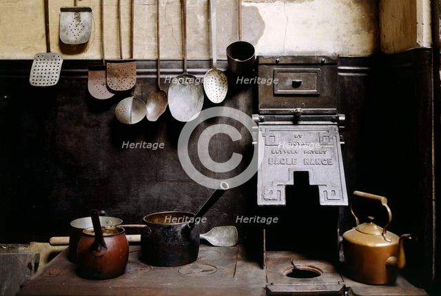 View of the kitchen with utensils, Brodsworth Hall, South Yorkshire, c2000s(?). Artist: Historic England Staff Photographer.