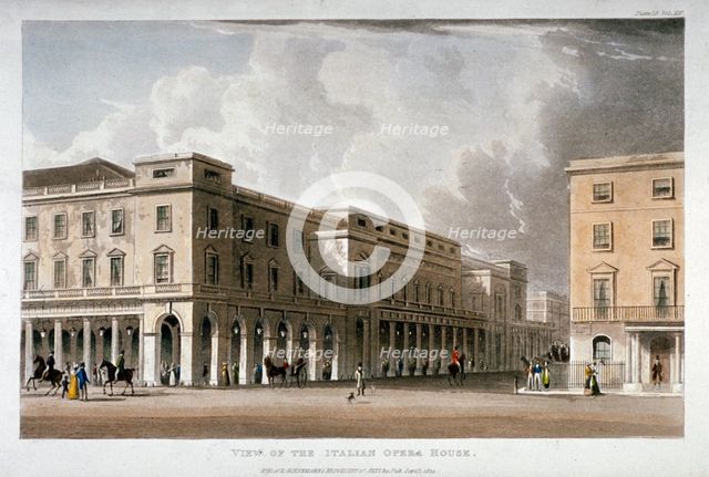 View of the King's Theatre, Haymarket, London, 1822.                                                 Artist: Anon