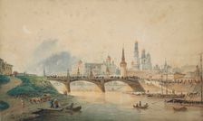 View of the Kremlin and Moskvoretsky bridge from the Moskva River embankment , 1870