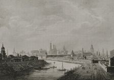 View of the Kremlin and the Moskva river, Moscow, Russia, 1839. Creator: Augustin François Lemaitre