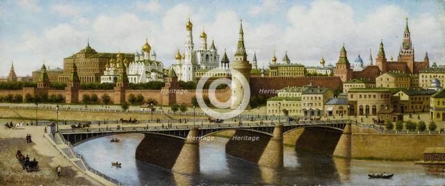 View of the Kremlin from the Moskvoretsky Bridge. Artist: Vereshchagin, Pyotr Petrovich (1836-1886)